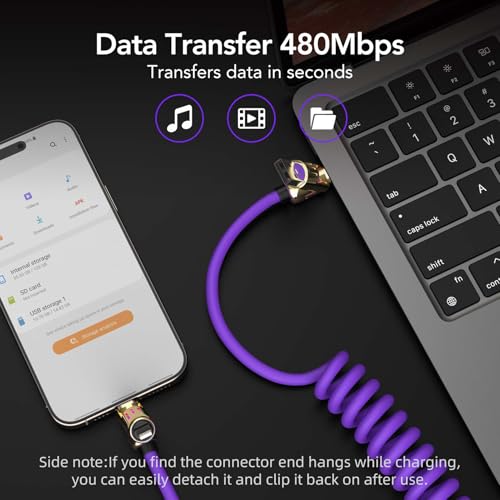 Universal 4-in-1 Coiled USB Charging Cable for Fast 240 W Power Delivery – Multi-Device Compatibility for i Phone 16/15/14/13, i Pad, Samsung, Mac Book, and More – Tangle-Free 6 Ft Design for Effortless Charging Anywhere – Elevate Your Charging Efficiency with Enhanced Durability