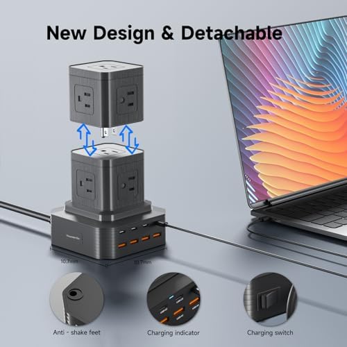 Revolutionize Your Charging Experience with the 100 W USB-C Charging Station – 13-in-1 Surge Protector Power Strip Featuring 4 Rapid PD USB-C & 4 Versatile USB-A Ports for Seamless Compatibility with Mac Book Pro/Air, i Phone 15/14, i Pad, and More – Ultimate Multi-Device Charging Solution for Home and Office Efficiency