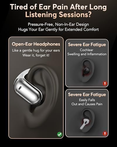 EUQQ Ultra Open-Ear Bluetooth Earbuds – Innovative Bone Conduction Sports Headphones for Unmatched Comfort and Awareness During Fitness, Running, and Workouts – Charcoal – Long Battery Life with Effortless Device Compatibility and Secure Fit