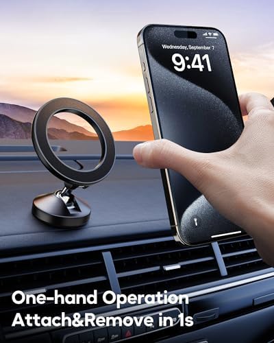 2024 Enhanced Mag Safe Car Mount for Dashboard – Premium All-Metal Magnetic Phone Holder with 360° Rotation, Perfect for i Phone 16, 15, 14, 13, 12 Pro Max Plus Mini – Unmatched Stability & Hands-Free Convenience for a Safer Drive