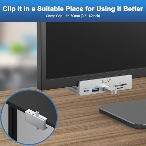 EJAY Aluminum 5-Port USB 3.0 Hub with Integrated Card Reader – Streamlined Desktop Docking Station for Ultimate Connectivity – High-Speed 5 Gbps Data Transfer, Enhanced Power Supply Options, and Extended Cables for Maximum Efficiency – Perfect for Home and Office Setups