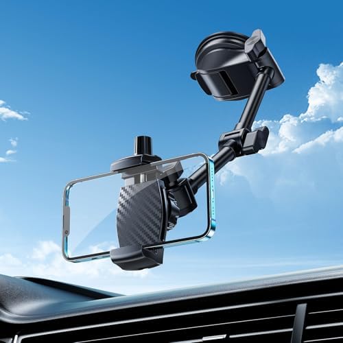 Seamless Vlogging & Filming Car Phone Holder for Windshield | Multi-Angle Adjustable Mount for 4.7″-6.9″ Devices | Compatible with i Phone 16/15/14 & Samsung S25 Ultra | Secure No-Swivel Design for Safe, High-Quality Recording | Easy Installation & Compact Storage