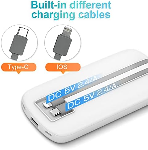 Sleek 10,000 m Ah Portable Power Bank with Dual Built-In Cables and 5 Outputs – Fast Charging for i Phone, Samsung, and Tablets with LED Battery Status Display – Ultimate Travel Companion for Multi-Device Connectivity and Reliability