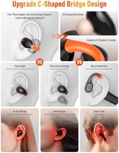 Revolutionary Bone Conduction Sports Earbuds with Integrated Night Safety Light – Advanced Bluetooth 5.3 Clip-On Headphones for Unmatched Comfort and Surrounding Awareness During Active Pursuits – Sweat-Resistant Design with Deep Stereo Bass, Ideal for i Phone 16 Series & Galaxy S24/S25 – Enhance Your Safety and Sound Experience!