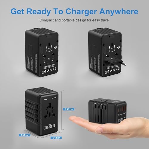 Global Voltage Converter & Universal Travel Adapter – Effortlessly Transform 220 V to 110 V for Safe Use of US Appliances Abroad with Enhanced Durability and Compact Design for High-Wattage Devices like Hair Dryers – Your Essential Travel Companion for Seamless International Power Solutions