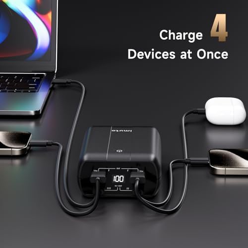 High-Power imuto 100 W Portable Charger – 26800 m Ah Multi-Device Fast Charging Power Bank with USB-C PD3.0 for Mac Book Pro, Dell XPS, i Pad Pro, and i Phone 15 – Ultimate Travel Companion for Gamers and Professionals