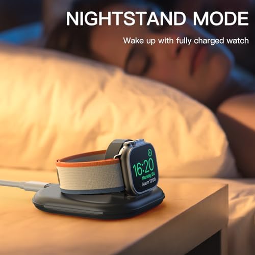 Elevate Your Apple Watch Charging Experience with Our Advanced Magnetic Dock – Ultra-Fast Charging Station for Series 2-10 and Ultra 1 2, Nightstand Mode Functionality, Compact Design for Travel, Superior Stability for Everyday Use, Effortless Power Delivery and Modern Aesthetic