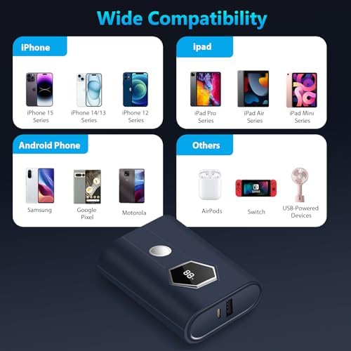 Miady 30 W Fast Charging Power Bank – 20,000 m Ah Portable Charger with Integrated USB-C Cable and LED Battery Indicator for i Phone 16/15/14/13, Galaxy, Android, and i Pad – Ultimate On-the-Go Power Solution for All Your Devices