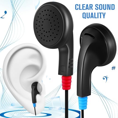 Kanayu 100 Pack Wired Earbuds – Individually Bagged Student Headphones for Classrooms, Premium Sound Quality for Learning and Entertainment, Lightweight and Durable Design for Kids and Adults, Compatible with Laptops and Tablets, Hygienic Audio Access for Educational Environments