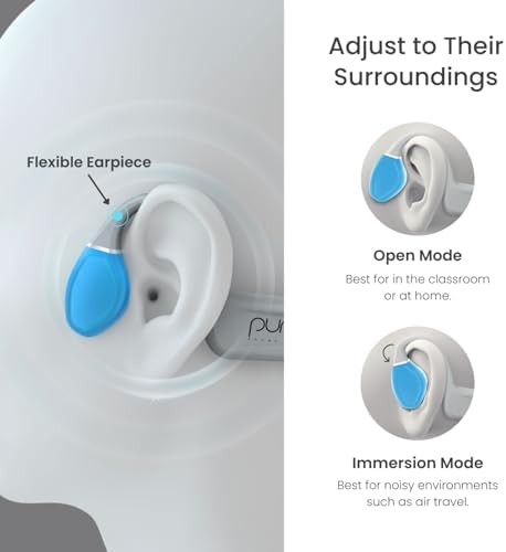 Puro Sound Labs Puro Flex-Kids: Enhanced Bone Conduction Bluetooth 5.3 Headphones for Active Children – Lightweight, Open-Ear Design with Sweat Resistance and Built-in Mic for Safe Listening and Environmental Awareness (Blue)