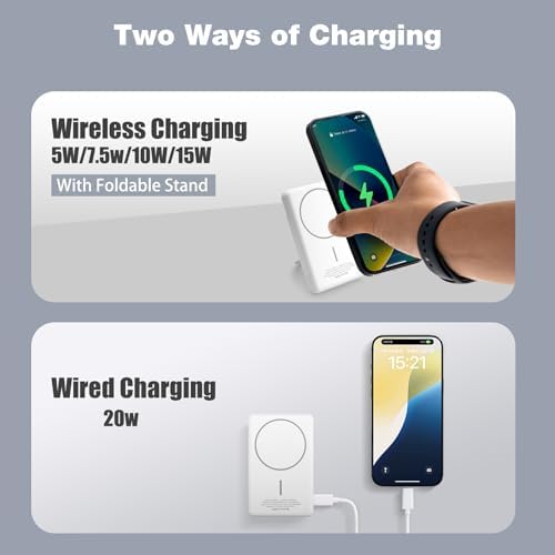 Magnetic Power Bank with Integrated Air Tracker for Apple Devices – 5000 m Ah Wireless Charger Featuring Card Holder, Supports Mag Safe & Apple Find My, 20 W High-Speed USB-C Charging, Perfect for i Phone 12/13/14/15/16 – Stay Powered & Secure On-the-Go