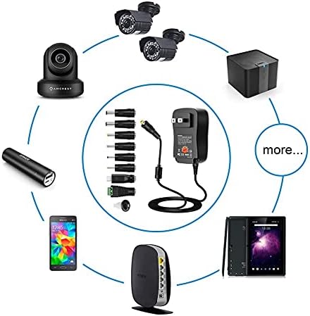 Universal 30 W Adjustable Voltage AC Adapter with USB Charging Port and 8 Interchangeable Tips – Ultimate Multi-Device Power Supply for Electronics, LED Strip Lights, Tablets, and More – Compact, Safe, and Efficient Charging Solution