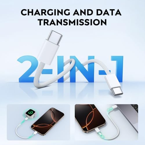 Misxi 2-in-1 Portable Magnetic Wireless Charger for Apple Watch – Fast USB-C Charging, Sleek Design for Effortless Travel, Compatible with Series 2-10, SE, Ultra Models to Keep Your Smartwatch Powered Anywhere