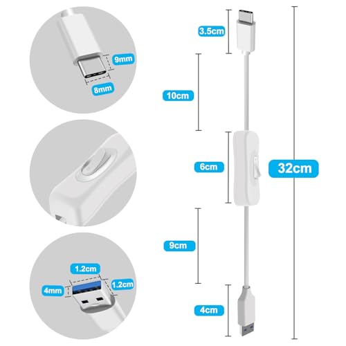 Premium USB C to USB Cable with On/Off Switch – High-Speed 5 Gbps Data Transfer & Power Supply for Laptops, PCs, Phones, and Cars (1.5 m / 4.9 FT) – Versatile Connectivity Solution for Enhanced Efficiency and Convenience