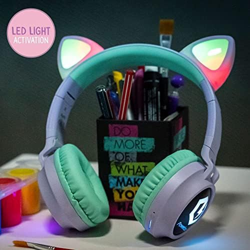Kid-Friendly Bluetooth Headphones with LED Lights – Safe 85 d B Volume Limit for Young Ears, Foldable Design for Travel Ease, Micro SD Card Playback, Integrated Mic for Calls – Perfect Wireless Audio for Kids’ Adventures and Learning
