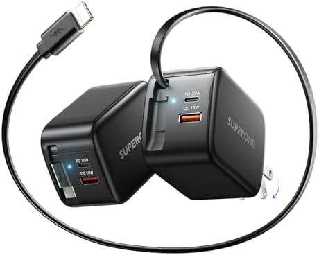 Revolutionize Your Charging Routine with the SUPERONE 3-in-1 USB C Charger Block – 58 W Fast Retractable Wall Charger for i Phone 16/15/14/13/12/11 and i Pads, Featuring 35.4-inch Tangle-Free Cable for Ultimate Portability and Enhanced Device Compatibility