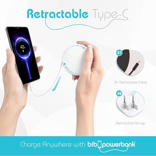 Compact Mini Power Bank with Retractable Lightning Cable – 2500 m Ah Travel Charger for i Phone – Ultra-Lightweight Backup Battery for On-the-Go – Fast Charging Wall Plug Accessory in Multiple Colors – Enhanced Compatibility for i Phone Models
