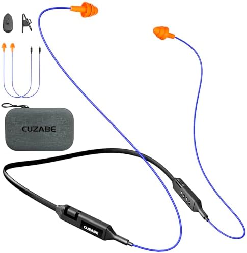 Cuzabe OSHA-Compliant Bluetooth Earplug Headphones – Wireless Neckband Earbuds with 29 d B Noise Isolation, 30-Hour Battery Life, and Custom Fit for Industrial Work Environments