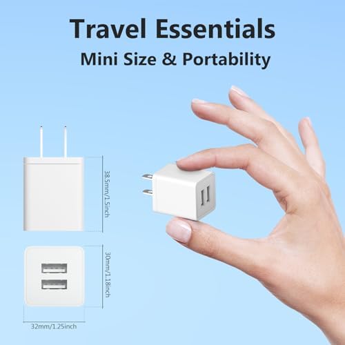 Compact Dual USB-A Fast Charging Block – Lightweight 5 V 2.1 A Wall Charger for i Phone, Android, PS4, Kindle & More – Safe Overcharge Protection for Efficient On-the-Go Power Solutions