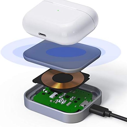 Sleek Silver Wireless Charging Dock for Air Pods Pro 2/3 & Air Pods 2 – Fast, Universal Power Solution for Effortless Charging Anywhere – Modern Aluminum Alloy Design for Home, Office, and Travel Convenience