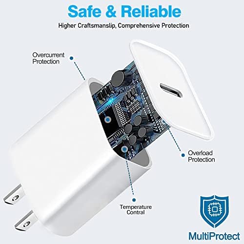 Rapid USB-C Fast Charger for i Pad Models – 20 W PD Wall Adapter with 6 FT Cable for Efficient Charging of i Pad Pro, Air, and Mini – MFi Certified, Compact Design for Travel, Enhanced Compatibility and Safety Features