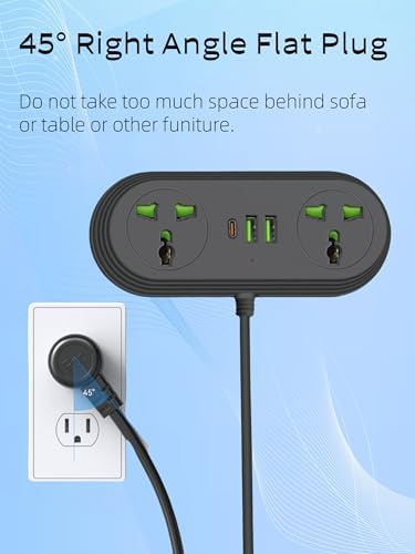 Universal Travel Power Strip Adapter with Dual AC Outlets & 3 USB Ports (1 USB-C) – COOFINE 6 ft International Charging Solution for Seamless Connectivity on Global Adventures, Portable Storage Bag Included for Easy Transport and Travel Convenience