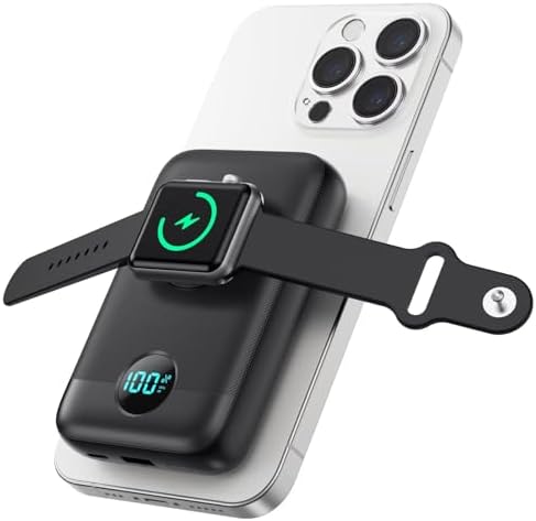 Revolutionary 4-in-1 Magnetic Power Bank – 10,800 m Ah Wireless Charger for i Phone 16/15/14/13/12 & Apple Watch – Compact & Lightweight Design with LCD Display – 25 W Ultra-Fast Charging for Up to 4 Devices – Seamless Compatibility with Mag Safe, Air Pods, and Android Devices – Enhanced Safety Features with Multi-Protection – Ideal for On-the-Go Power Management and Versatile Charging Solutions