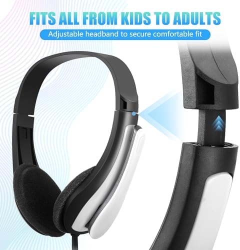 Yunsailing 20 Pack Classroom Headphones with Built-in Microphone – Premium On-Ear Wired Student Earphones for Superior Sound Quality and Seamless Compatibility with Computers, Laptops, and Mobile Devices – Perfect for Educational Settings and Professional Environments (White)