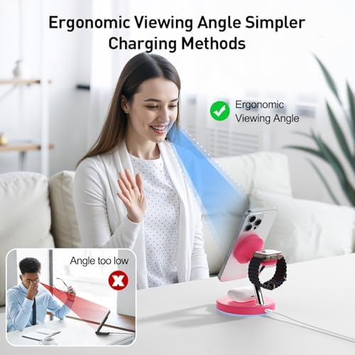 2025 Premium 3-in-1 Wireless Charging Station for i Phone 16, 15, 14, 13, 12 – Mag-Safe Compatible Charger Stand for Air Pods and i Watch – Fast, Efficient Power Hub with Sleek Design and Overcharge Protection for Home or Travel