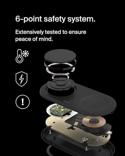 Belkin 15 W Mag Safe-Compatible 2-in-1 Wireless Charging Station – Fast Dual Device Charger for i Phone 16, 15, 14, 13 Series & Air Pods – Sleek Sand Design for Effortless Portability and Seamless Power Solutions