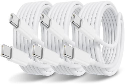 6-Foot USB C Cable for i Phone 15 – 3-Pack Durable Woven Fast Charging Solution for i Phone 16, Mac Book Pro, and Samsung Galaxy S23 Ultra – Optimal Length for Home, Office, and Travel Use – 60 W Power Delivery & High-Speed Data Transfer