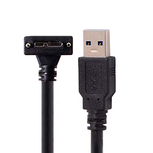 Chenyang 90-Degree Micro USB 3.0 Cable – Type A Male to Micro B Male, 3 M High-Speed Connector for Industrial Cameras & Devices, Enhanced Durability with Mount Panel Screws, Perfect for Tight Spaces and Optimal Cable Management