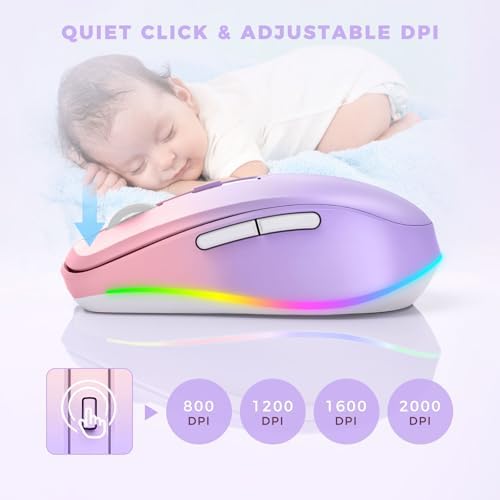 PEIOUS Rechargeable Wireless Mouse with LED – Innovative Jiggler Technology to Keep Your Computer Awake – Sleek Black Design for Optimal Comfort and Productivity