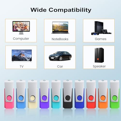 KEXIN 10 Pack 8 GB Swivel USB Flash Drives – Versatile Portable Storage with LED Indicator for Effortless Data Transfer and Enhanced Device Compatibility