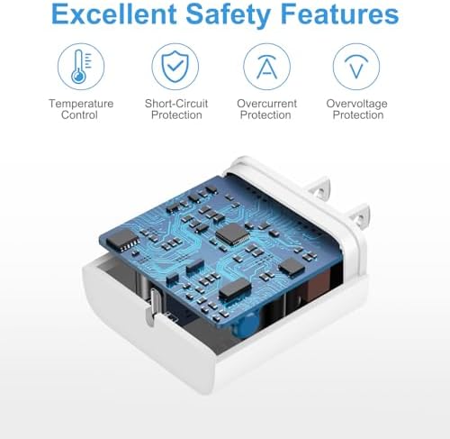 Ultimate Fast Charging Power Pack for i Phone 15 – Dual 20 W USB-C Wall Adapter with 6 FT Type C Cables for i Pad Compatibility – Superior Efficiency and Safety Features for Mobile Professionals on the Move