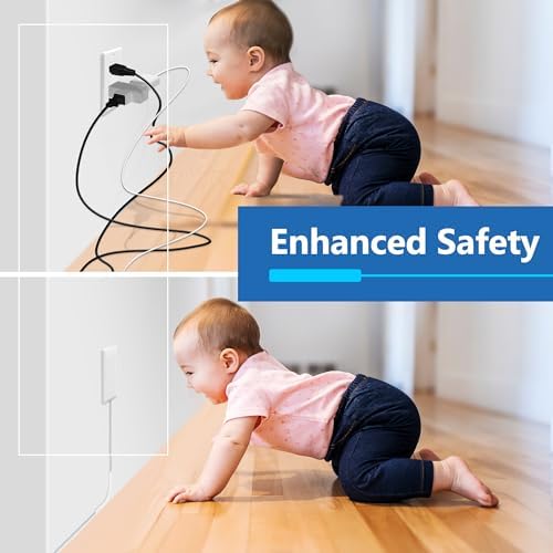 LIDER Ultra-Thin Flat-Face Outlet Extender with 3 Receptacles – Space-Saving Power Strip with 3 ft Cord, ETL-Listed for Safety, Sleek White Design for Modern Interiors – Perfect Solution for Enhanced Device Charging and Versatile Placement