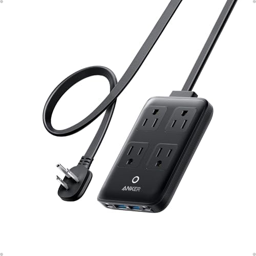 Anker 20 W Max 8-in-1 USB-C Power Strip: The Ultimate Fast Charging Station for i Phone 15/14 & Mac Book Air/Pro, Featuring 4 AC Outlets, 2 USB-A & 2 USB-C Ports, Ideal Travel & Office Desktop Charger with 5 ft Slim Cord for Enhanced Mobility and Compatibility