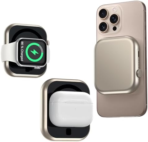 Compact 3-in-1 Mag Safe Power Bank – 10,000 m Ah Magnetic Charger with 22.5 W PD Fast Charging for i Phone 16/15/14/13/12, Apple Watch & Air Pods – Ultimate On-the-Go Charging Solution with Enhanced Safety Features and Dual Device Support