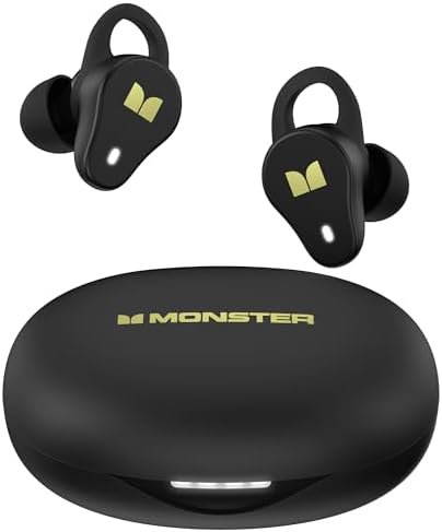Elevate Your Sound Experience with Monster N-Lite 210 Wireless Earbuds – Cutting-Edge Bluetooth 5.4 Technology, 32-Hour Playtime, and Sweatproof Design for Active Lifestyles – Perfect for Fitness and Daily Use with Integrated Microphone for Clear Calls – Ultra-Durable in-Ear Headphones in Sleek Black Finish