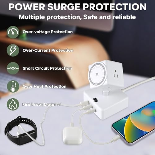 Revolutionize Your Charging Setup with the 15 W Wireless Power Strips Tower – Innovative 180° Rotatable Cube Design, 45 W USB Fast Charging Hub with Enhanced Device Compatibility and Safety Features