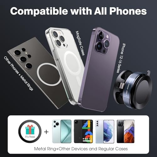 Revolutionary Magnetic Vacuum Suction Phone Holder – Versatile Hands-Free Device Mount for Cars, Gyms, and Smooth Surfaces – Maximum Stability for All Smartphones Including i Phone and Android – Stylish Black Design with Retractable and Foldable Features for Ultimate Portability