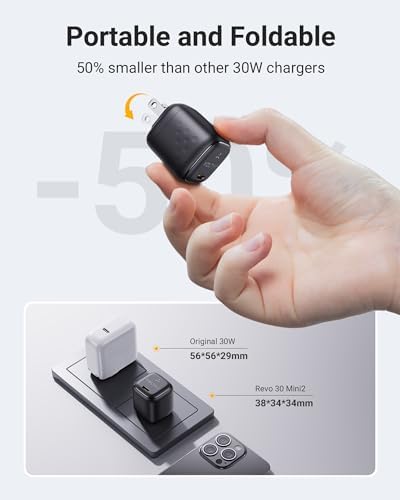 VOLTME 30 W Ga N USB-C Fast Charger – Ultra-Slim, Travel-Friendly Wall Adapter for i Phone 15/14/13/12/11 Pro Max & Galaxy S24/S23/S22/S21 – Compact Power Solution for i Pad Pro & Pixel Devices with Foldable Design for On-the-Go Charging Efficiency