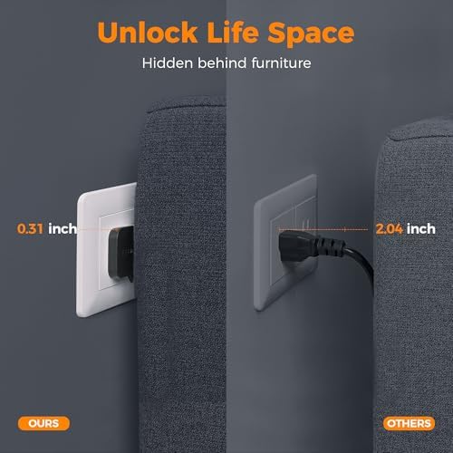 TESSAN 8-Outlet Surge Protector Power Strip with 3 USB Ports (1 USB-C) – 1080 Joules of Safety, Wall-Mountable Extension Cord for Home, Office, and Dorm – Ultimate Charging Hub for Multiple Devices and Enhanced Protection