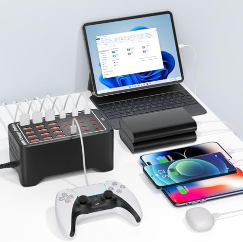 Revolutionary 125 W USB-C Charging Hub with 25 Ports: Fast Charging Station for i Phones, i Pads, Tablets, and Smartphones – Ultimate Multi-Port Desktop & Wall Charger with Enhanced Safety Features and Sleek Design