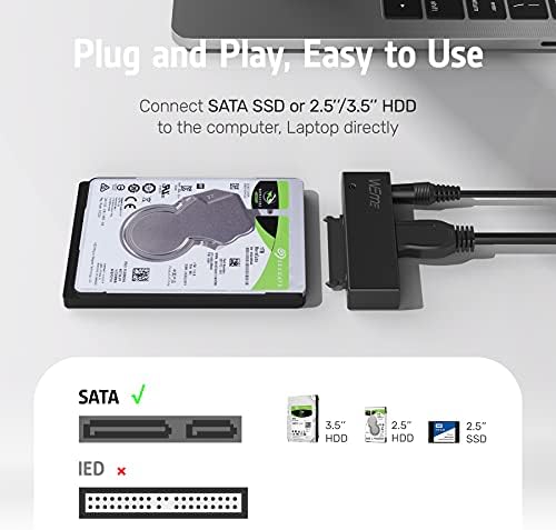 WEme USB 3.0 to SATA Adapter for 2.5″ & 3.5″ Hard Drives & SSDs – High-Speed Data Transfer with Power Adapter & USB Cable Included, Effortless File Management Solution for Tech Enthusiasts