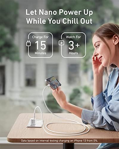 Anker 20 W USB-C Charger Block with 6 ft MFi Certified Lightning Cable – Compact Fast Charging Solution for i Phone 14/13, i Pad Pro & More – Durable Nano Design with Advanced PIQ 3.0 Technology for Maximum Efficiency and Portability