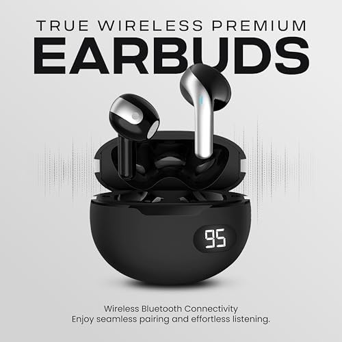 Gabba Goods Bliss Wireless Bluetooth Earbuds – Ultimate Ergonomic In-Ear Fit with Touch Controls for Seamless Audio Experience, 6-Hour Playtime & Built-in Mic for Crystal Clear Communication – Perfect for Travel, Gym, Home & Gaming Compatibility in Stylish Black Finish