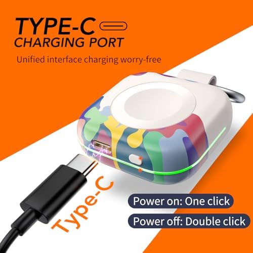 HUOTO Compact Magnetic Wireless Charger for Apple Watch – 1200 m Ah Portable Power Bank Keychain, Compatible with Series 10/9/8/Ultra 2/Ultra/7/6/5/4/3/2/SE, Ideal Travel Accessory for Effortless Charging On-the-Go