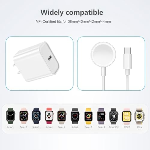 10 FT Ultra-Fast Wireless Charger for Apple Watch – 20 W USB-C Power Cable, Compatible with All Series (1-10, SE) – Dual-Pack for Ultimate Charging Flexibility and Rapid Power Delivery