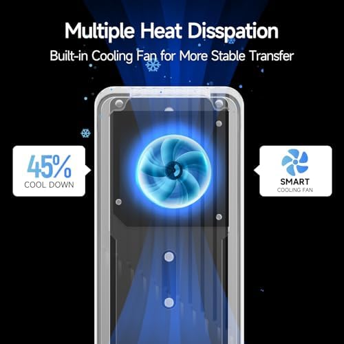 High-Speed SSD Enclosure with Cooling Fan – USB 3.2 Gen 2 Adapter for M.2 NVME/SATA SSDs (Supports M & B+M Keys, Sizes 2230/2242/2280) – Reliable Portable Storage Solution for Gamers and Creators – MD85 Enhanced Durability and Performance